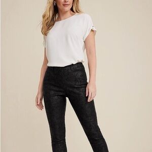 Maurices Elegant Jacquard Black Stretch Straight Trousers Tall/Long